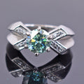 2 Ct Blue Diamond Ring With White Diamond Accents - ZeeDiamonds