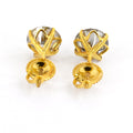 1 Ct AAA Certified Off-White Diamond Solitaire Studs, Great Sparkle - ZeeDiamonds