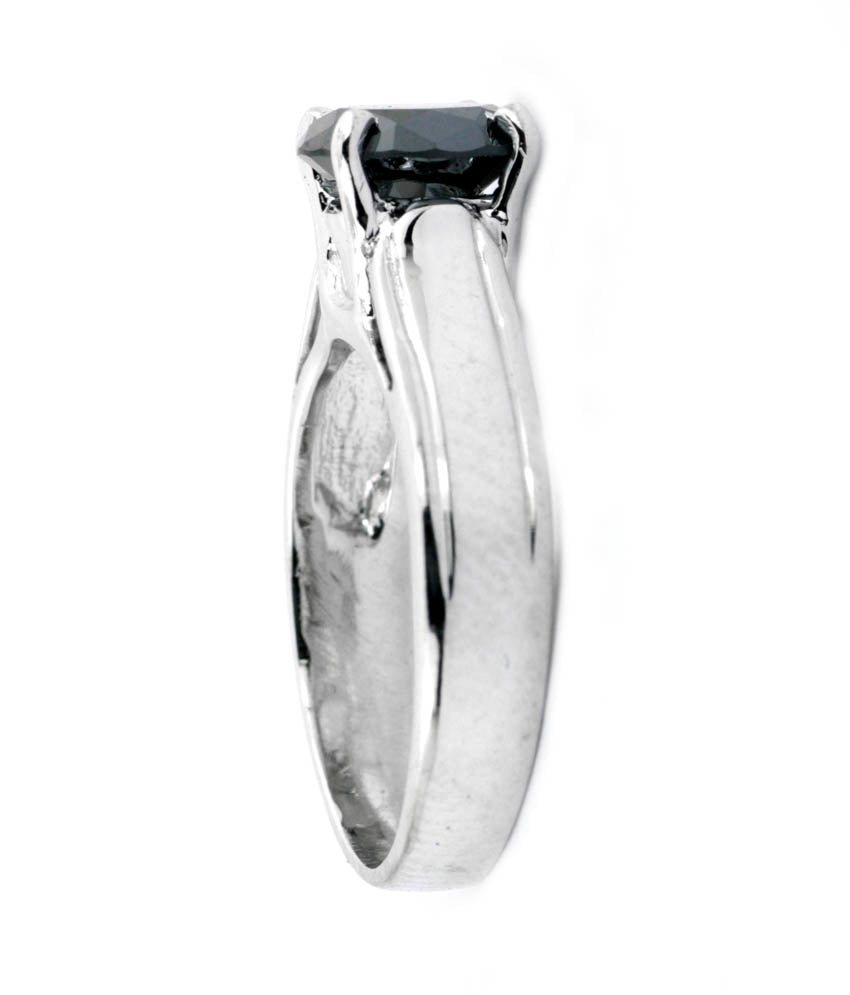 2 Ct Round Black Diamond Ring In 925 Silver, Women's Jewelry - ZeeDiamonds