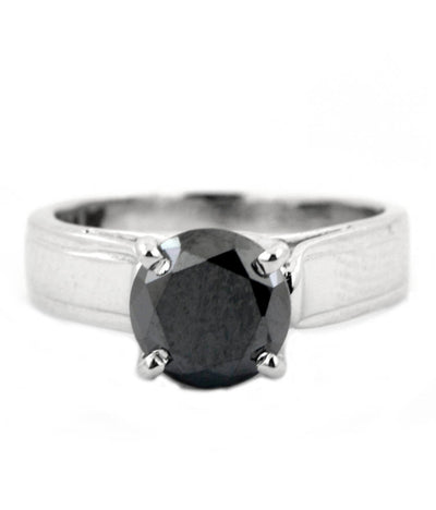 2 Ct Round Black Diamond Ring In 925 Silver, Women's Jewelry - ZeeDiamonds