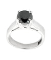 2 Ct Round Black Diamond Ring In 925 Silver, Women's Jewelry - ZeeDiamonds