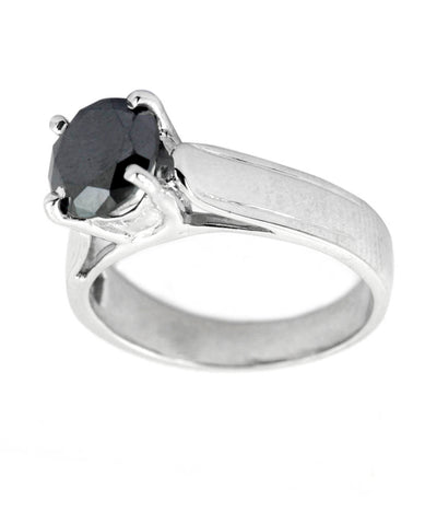 2 Ct Round Black Diamond Ring In 925 Silver, Women's Jewelry - ZeeDiamonds