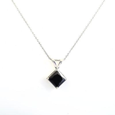 5.25 Ct Princess Cut Black Diamond Pendant with Prong Setting - ZeeDiamonds