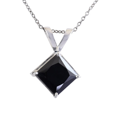 5.25 Ct Princess Cut Black Diamond Pendant with Prong Setting - ZeeDiamonds