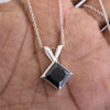 5.25 Ct Princess Cut Black Diamond Pendant with Prong Setting - ZeeDiamonds