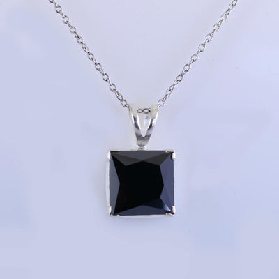 5.50 Ct Princess Cut Black Diamond Pendant with Bezel Setting - ZeeDiamonds