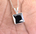 5.50 Ct Princess Cut Black Diamond Pendant with Bezel Setting - ZeeDiamonds