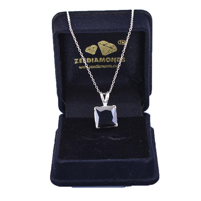 5.50 Ct Princess Cut Black Diamond Pendant with Bezel Setting - ZeeDiamonds