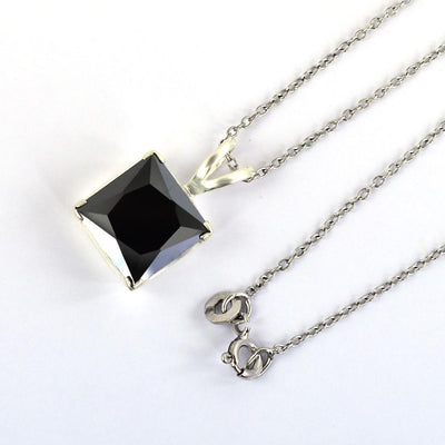 5.50 Ct Princess Cut Black Diamond Pendant with Bezel Setting - ZeeDiamonds