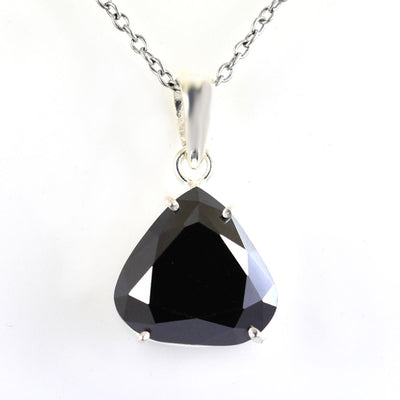 6 Ct Pear Shape Black Diamond Pendant In Sterling Silver - ZeeDiamonds