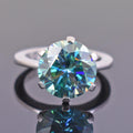 3.65 Ct Blue Diamond Solitaire Ring in Prong Style, 100% Certified - ZeeDiamonds