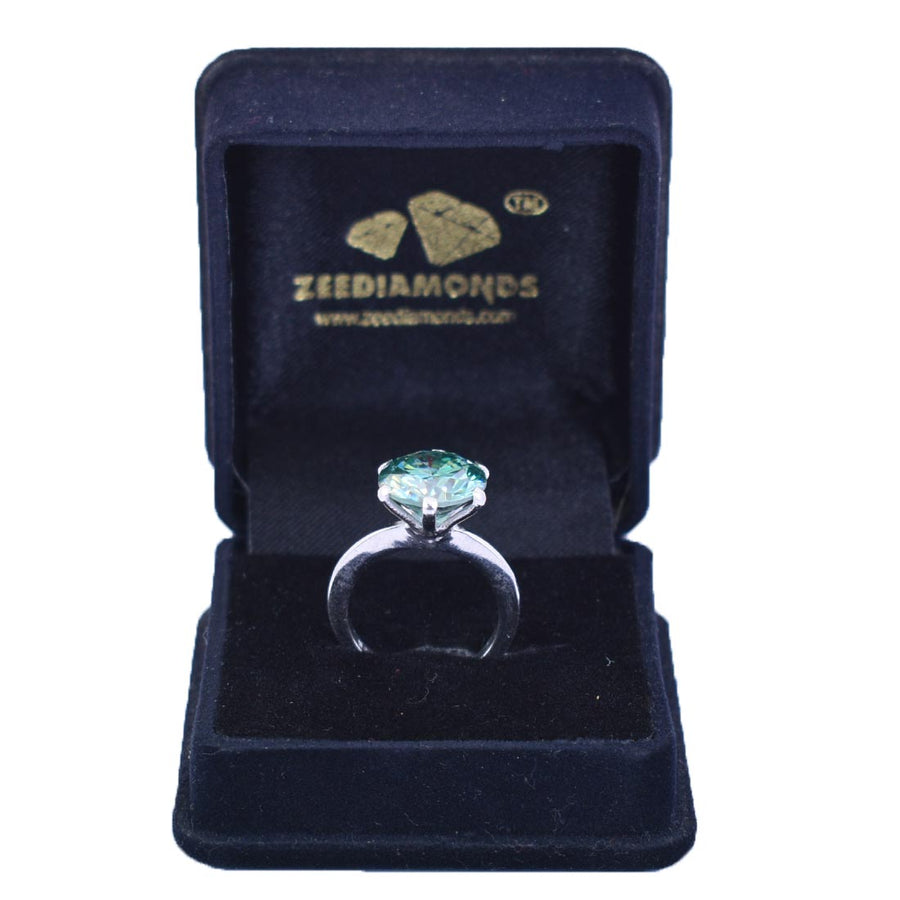 3.65 Ct Blue Diamond Solitaire Ring in Prong Style, 100% Certified - ZeeDiamonds