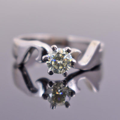 0.70 Ct Off-White Diamond Solitaire Ring in Prong Setting, 100% Certified - ZeeDiamonds