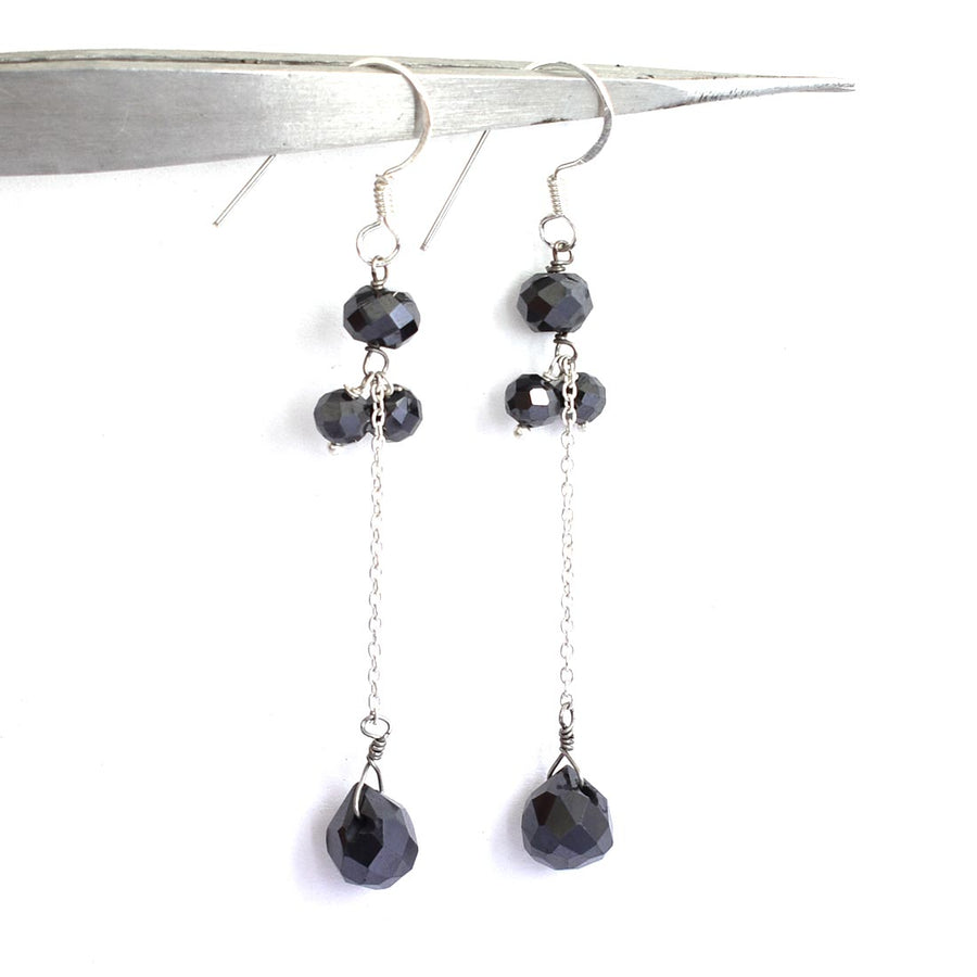 Black Diamond Dangler Chain Earrings ,Gift for Women - ZeeDiamonds