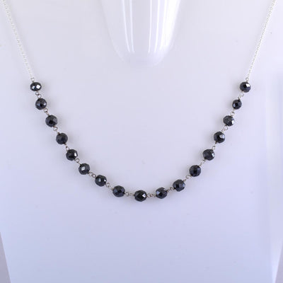 5 mm Round Black Diamond Beads Chain Necklace - ZeeDiamonds