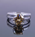 1.65 Ct Elegant Champagne Diamond Solitaire Ring, Excellent Cut & Luster - ZeeDiamonds