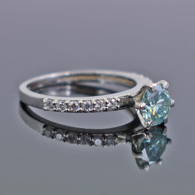 0.85 Ct Certified Blue Diamond Beautiful Ring with Diamond Accents - ZeeDiamonds