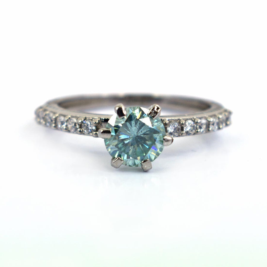 0.85 Ct Certified Blue Diamond Beautiful Ring with Diamond Accents - ZeeDiamonds