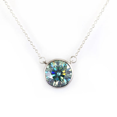 5 Carat Beautiful Blue Diamond Solitaire Pendant in 925 Silver, Bezel Design & Great Sparkle ! Gift For Birthday/Wedding! - ZeeDiamonds