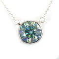 5 Carat Beautiful Blue Diamond Solitaire Pendant in 925 Silver, Bezel Design & Great Sparkle ! Gift For Birthday/Wedding! - ZeeDiamonds