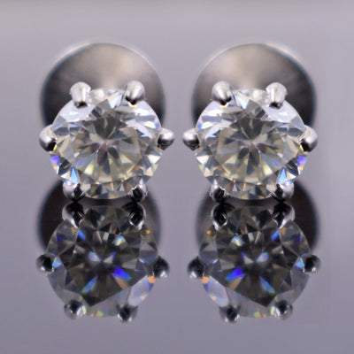 AAA Certified 1.10 Ct, Gorgeous Off-White Diamond Solitaire Studs - ZeeDiamonds