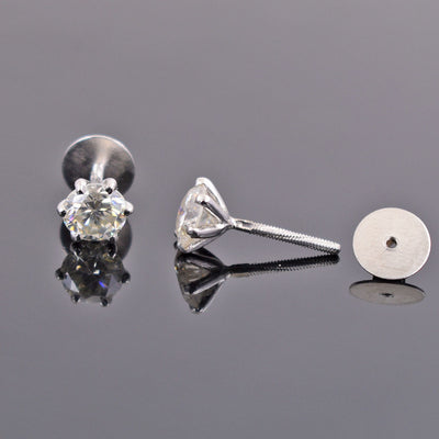 AAA Certified 1.10 Ct, Gorgeous Off-White Diamond Solitaire Studs - ZeeDiamonds