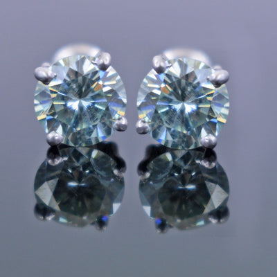 2.80 Ct AAA Certified Blue Diamond Solitaire Studs in 4 Prongs, Amazing Shine & Bling ! - ZeeDiamonds