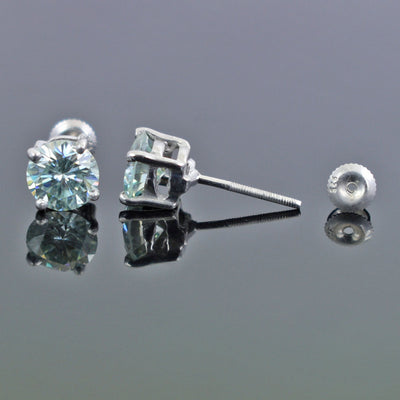 2.80 Ct AAA Certified Blue Diamond Solitaire Studs in 4 Prongs, Amazing Shine & Bling ! - ZeeDiamonds