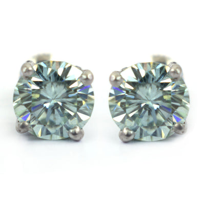 2.80 Ct AAA Certified Blue Diamond Solitaire Studs in 4 Prongs, Amazing Shine & Bling ! - ZeeDiamonds