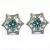 3Ct Blue Diamond Solitaire Star Design Studs, 100% Certified, Great Brilliance ! - ZeeDiamonds