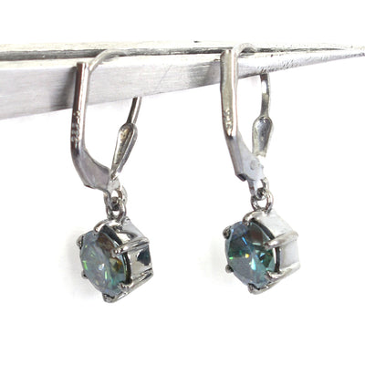 1.45 Ct Blue Diamond Dangler Earring In 925 Silver, 100% Certified - ZeeDiamonds