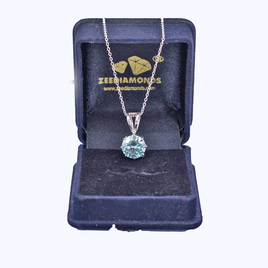 4.25 Ct AAA Certified Blue Diamond Solitaire Pendant in Prong Style - ZeeDiamonds