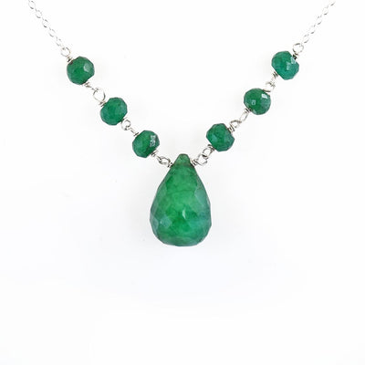 5 mm Certified Emerald Beads Chain Necklace in Sterling Silver - ZeeDiamonds