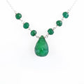 Emerald Gemstone Chain Necklace With Emerald Drop In 925 Silver - ZeeDiamonds