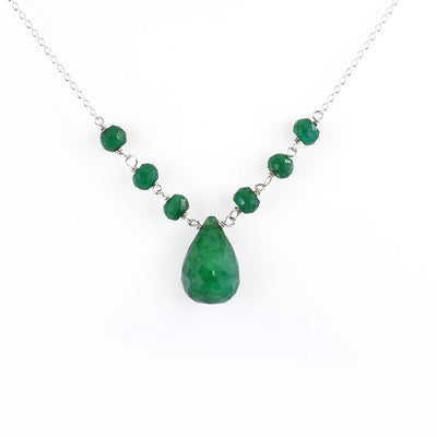 5 mm Certified Emerald Beads Chain Necklace in Sterling Silver - ZeeDiamonds