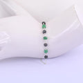 5 mm Certified Emerald Gemstone Chain Bracelet With Black Diamond Bead - ZeeDiamonds