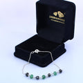 5 mm Certified Emerald Gemstone Chain Bracelet With Black Diamond Bead - ZeeDiamonds