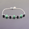 5 mm Certified Emerald Gemstone Chain Bracelet With Black Diamond Bead - ZeeDiamonds