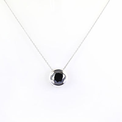 4 Ct Round Black Diamond Pendant in Sterling Silver - ZeeDiamonds