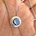 4 Ct Round Black Diamond Pendant in Sterling Silver - ZeeDiamonds