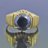 Certified 3 Ct Black Diamond Engagement Men's Ring In 925 Silver with Yellow Finish! Great Brilliance & Very Elegant