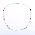 4 mm Round Black Diamond Beads Silver Chain Necklace. - ZeeDiamonds