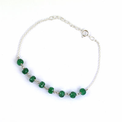 5 mm Faceted Emerald Gemstone Chain Bracelet, Very Elegant & Dainty - ZeeDiamonds