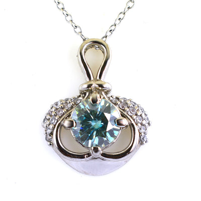 1.65 Certified Designer Blue Diamond Pendant with Diamond Accents - ZeeDiamonds