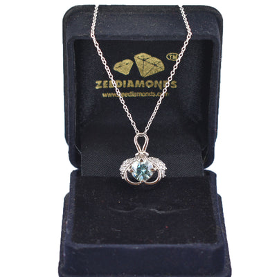 1.65 Certified Designer Blue Diamond Pendant with Diamond Accents - ZeeDiamonds