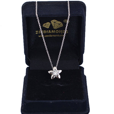 0.70 Ct AAA Certified Off-White Diamond Solitaire Pendant, Flower Design - ZeeDiamonds