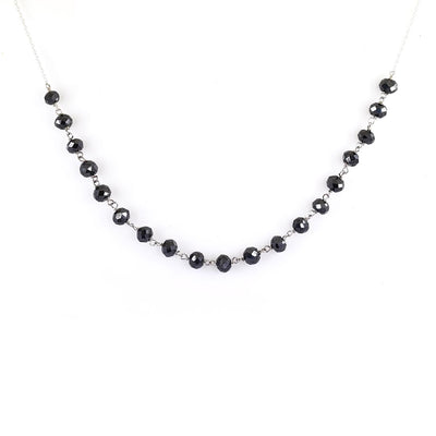 5mm-6mm, Certified Round Black Diamond Beads Chain Necklace-Great Shine & Luster! - ZeeDiamonds