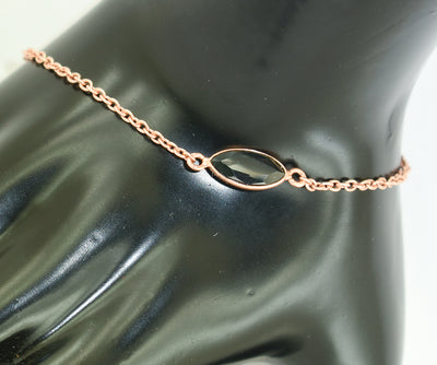 1.5 Ct Certified Marquise Cut Black Diamond Chain Bracelet In Rose Gold - ZeeDiamonds