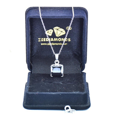 5.50 Ct, Black Diamond Chain Pendant, Earth Mined Certified Diamond - ZeeDiamonds