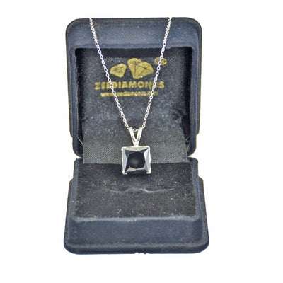 5.50 Ct Princess Cut Black Diamond Pendant with 925 Sterling Silver - ZeeDiamonds